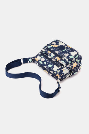 Navy Florals Nylon Shoulder Bag