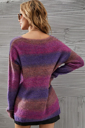Passion for Purple V-Neck Knit Pullover