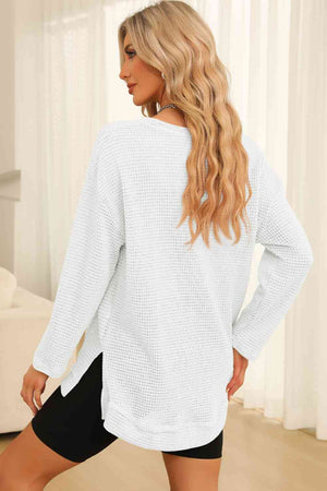 Falling For You Waffle Knit Top