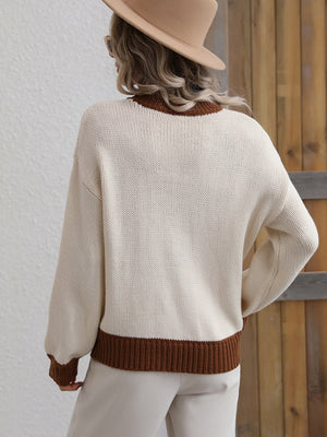 Contrast On Call Pullover Sweater